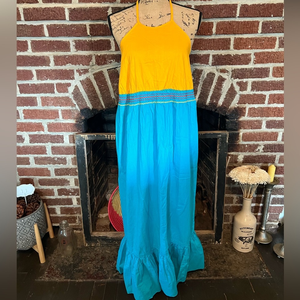 VINTAGE 60's/70's halter tie maxi dress
